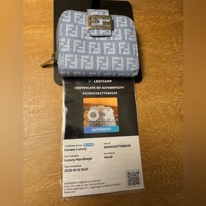 Fendi Coated Denim Compact Wallet with Certificate of Authentic